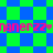 Pixelated green and blue checkered background with pink text repeating 'nanerzz' across two horizontal bands.