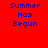 Red background with blue text 'Summer Has Begun' in three , partially overlaid by shifting blue rectangular blocks