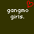 Dark green background with white pixelated text 'gongmo girls.' on both sides and a red heart symbol above the left text.