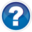 Blue circular icon with white question mark symbol centered on gradient blue background, bordered by white outline.