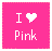 Two side-by-side animated frames of a pink buddy icon with "I ❤️ Pink" text, showing heart symbol animation changes between frames.