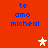 Red background with blue text reading 'te amo micheal' repeated twice, two white stars and one orange star in the center.