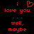 Red pixelated text on black background with heart symbol replacing 'love' in left frame, transitioning to plain text in right frame.