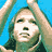 A 4-frame animated contact sheet showing a woman in a blue bikini top with arms raised against a bright blue background, transitioning from full face to mid-torso view across frames.