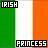 Static pixel art icon featuring vertical green, white, and orange stripes with 'IRISH' text at top left and 'PRINCESS' text at bottom right.