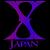 A pixelated purple and blue abstract shape resembling a stylized hourglass or X with a horizontal bar at the bottom, set against a dark background.