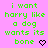 Pixelated green text on pink background reads "i want harry like a dog wants its bone" with black heart symbol.