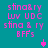 Teal background with pink pixelated text reading "stina&ry luv UDC stina & ry BFFs" and two small pink spinning top icons.