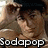A pixelated image of a person adjusting their cap with both hands, overlaid with the text "Sodapop" in white letters.