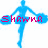 Pixelated blue silhouette of a person in motion holding pink text 'Shawn' against white background.