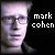 A 50x50 pixel animated contact sheet showing two frames of a Mark Cohen-themed buddy icon with text and a heart symbol.