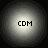 Four circular grayscale icons with 'CDM' text centered on each, arranged in a against black background