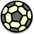 Pixelated soccer ball with black, dark gray, and light yellow panels arranged in a traditional pattern.