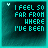 15 identical square icons with teal text on a dark gradient background, each displaying the phrase "I FEEL SO FAR FROM WHERE I'VE BEEN" in pixelated font