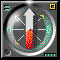 Animated circular icon with a compass-like dial showing a red needle moving through multiple positions against a dark background with green and yellow accents.
