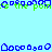 Pixelated blue and green text 'the pom' repeats across a light cyan background with scattered blue shapes.