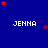 Blue background with repeated white text 'JENNA' and scattered red/purple stars, one gray rectangle in bottom-right corner.