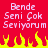 Red background with white pixelated text reading "Bende Seni Çok Seviyorum" repeated twice, yellow and orange flame shapes at the bottom.