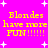 Bright pink background with white starbursts and yellow text reading "Blondes have more FUN!!!!!!" repeated four times in a