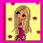 A 48x48 pixel animated contact sheet with three visible frames showing a cartoon girl, text phrases, and pink backgrounds.