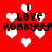 Red background with white heart shapes and black text reading "I LOVE ROBBYYY!" in pixelated font, repeated across the image.