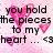 Pink pixelated background with black text and pink heart symbols, displaying romantic phrases and a heart emoji.