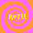 Four identical orange and pink spiral patterns with yellow text reading "R♥T!!" in each quadrant, arranged in a on an orange background