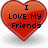 Red heart-shaped icon with dark blue text reading "I LOVE MY Friends" on the left and names "Kylee Rachel Steph" on the right, all set against a white background.
