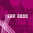 Pixelated pink and purple background with white text 'YEAR 3000' over a pattern, featuring light streaks resembling motion trails