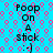 A static digital image with a bright cyan background patterned by repeating pink and purple circular shapes, featuring four identical text blocks arranged in two
