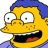 Pixelated yellow-skinned character with blue hair, wide eyes, and an open mouth showing teeth and tongue.