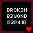 Four black square with red borders display white pixelated text 'BROK3N B3YOND R3P41R' and red heart symbols in various states