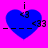 Blue heart-shaped icon with black text symbols on a pink background, showing subtle pixel variations across four views.