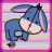 A 48x48 pixel animated buddy icon featuring Eeyore from Winnie the Pooh, displayed as a contact sheet with two frames showing slight animation differences against a striped background.