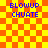 Yellow and orange checkered background with blue text reading "BLOWUP CHUATE" in four quadrants, one quadrant showing a pixelated face animation.