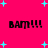 Bright pink background with cyan starbursts and black pixelated text reading "BAM!!!" in four positions.