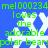 Green text on blue background reads 'mel000234 loves the adorable polar bears' with white snowflake icons, repeated in a pattern