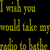A 50x50 pixel animated buddy icon featuring a heart-shaped outline with a skull inside, set against a black background with yellow text above it reading "I wish you With you, would take my Plugged in and radio to bathe ready to fall!".