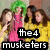 Four distinct group images of people with overlaid text 'the4 musketers' displayed in a