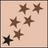 Six brown star-shaped icons arranged in a scattered pattern on a light beige background with a thin brown border.
