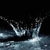 Animated sequence showing a water splash effect with multiple droplets and ripples against dark background.