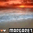 Sunset over water with two versions of the name 'MARGARET' displayed in pixelated text, one black and white, one orange.