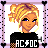 Animated contact sheet of a pixel art character with blonde hair wearing an AC/DC shirt, showing multiple frames including full-body poses and text animations.