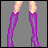A 3x3 contact sheet of a pixel art animated icon featuring a gothic-styled female character with blonde hair, purple boots, and black clothing across multiple frames showing different body parts and text.