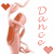 Pixelated figure in red dress with heart symbols, vertical text "DANCE" on white background.