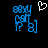 Blue pixelated character holding a flag with 'B' and question mark, white heart symbol above; left side shows full animation frame, right side lacks the heart.