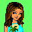 Pixel art contact sheet showing a female character in summer attire with text elements on green and purple backgrounds.