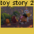 Animated contact sheet of Toy Story 2 characters in a pixelated cartoon style with yellow background text and frame-by-frame motion changes.