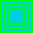 Four square arranged in a , each containing nested squares with alternating blue and green borders on solid backgrounds