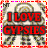 Four identical static images arranged in a , each showing red text "I LOVE GYPSIES" over a patterned background with a red dashed border